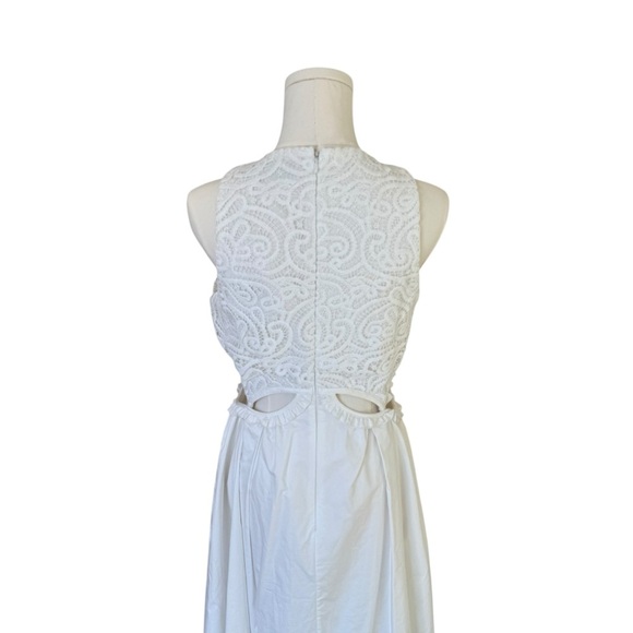 SELF-PORTRAIT - NWT Lace Trimmed Cut-Out Cotton Wedding MIDI Dress Sz 8 - Picture 8 of 14